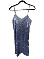Y2K Crushed Velvet Slip Dress L Lace Trim Mini Soft Girl Night Out