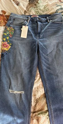 Johnny Was Campana embroidered high rise relaxed capri jeans 31 NWT Retail $270