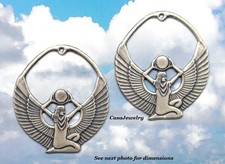 #0015 ANTIQUED .925 STERLING SILVER PLATED EGYPTIAN ISIS W/TOP HANG HOLE - 2 Pcs