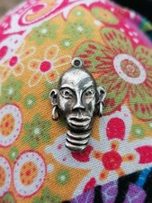Vintage Afrikanischer Stil Charakter Anhänger ohne Ballen Ring Silberfarben