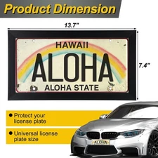 License Plate Wall Frame, 13.7" x 7.4" Modern Black Display Cover with 98% UV...