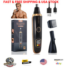 Nose and Ear Hair Trimmer 2 in 1 LED Display USB Rechargeable Waterproof Facial