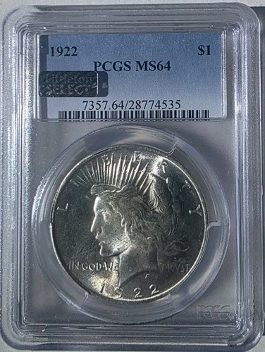 1922 Peace Silver Dollar PCGS MS64 NO RESERVE!!