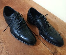 Versace Croc-Effect Oxford Dress Shoes. Black. Made in Italy. Size It 41. US 8.