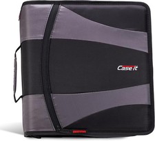 Case It 2-Inch Dual D-Ring Zipper Binder, 4 Inch Capacity, Black, DUAL-301 80996
