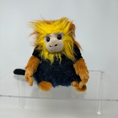 Ganz Golden Lion Tamarin Plush Stuffed Animal Yellow Blue 7