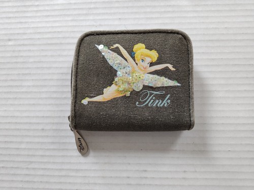 Walt Disney World Tinkerbell Green Canvas Sparkle Sequence Wallet Card Holder