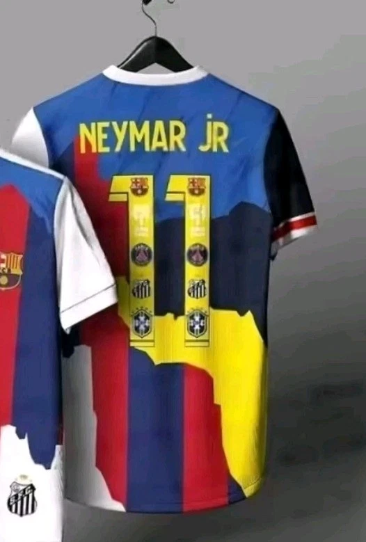 Maillot Football Neymar Barça PSG Real Brésil T-shirt Multi Club Adulte/Enfants - Photo 3/4