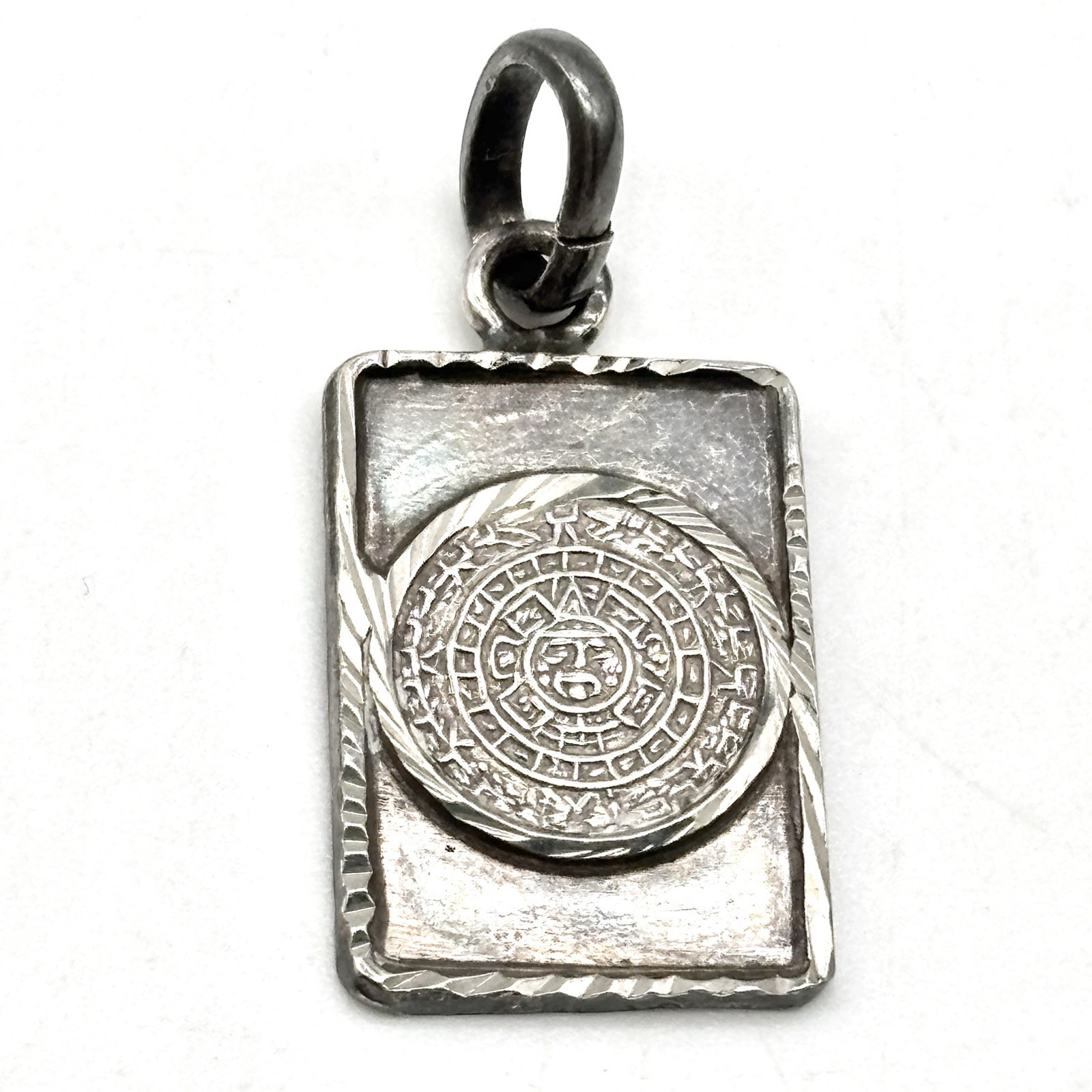 Aztec Sun Calendar Sterling Silver Taxco Mexican Pendant 4G