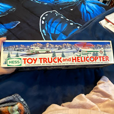 Hess 1995 Toy Truck & Helicopter Set, Gas & Oil Theme, White/Green/Red
