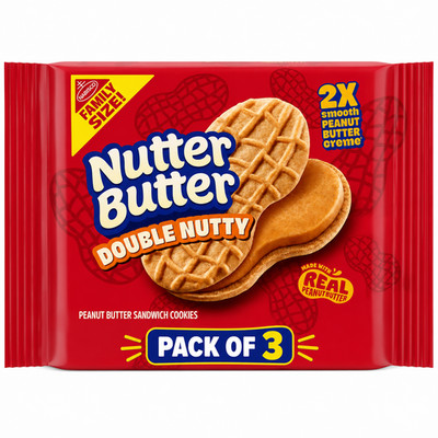 (3 Pack) Nutter Butter Double Nutty Peanut Butter Sandwich Cookies 15.27 oz