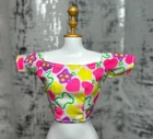 Vintage *Barbie* Clothes: Colorful Neon Crop Top Shirt, 90's