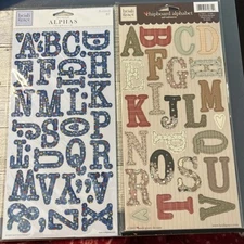 Lot of 2 NEW Heidi Grace Chipboard, Alphas Stickers