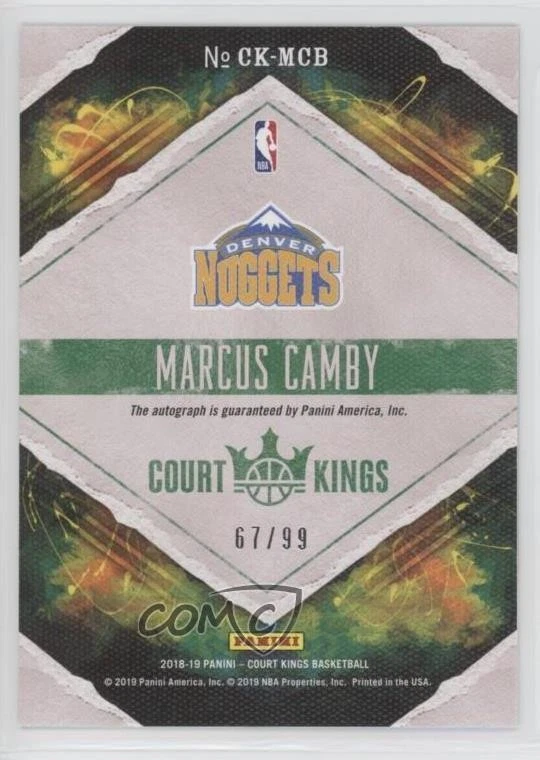 2018-19 Panini Court Kings Court Kings Auto Ruby /99 Marcus Camby #CK-MCB Auto - Image 2 of 2