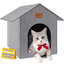 Outdoor Cat House, Cat Shelter Feral Pet Outside Waterproof Cat House for Out...
