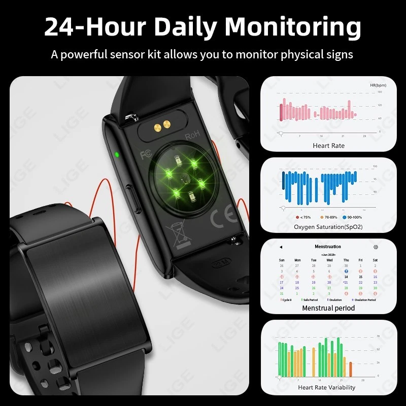 Smartwatch Herren Herzfrequen Pulsuhr Schlaf Fitness Schrittzähler Armbanduhr