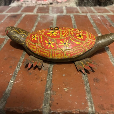 #ad Beautiful Rare Vintage Folk Art Hand Carved Turtle Ice Fishing Decoy Circa 1940 $675.00