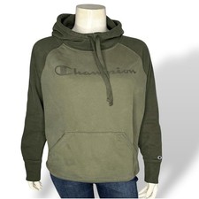 Champion Womens XXL Olive Green Two Tone Raglan Pullover Hoodie Sweatshirt