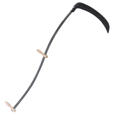 Scythe with Grinding Stone - 57.1" Garden Tool with Steel Blade and Wooden Gr...