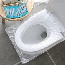 100 Pack Disposable Plastic Toilet Seat Cover Waterproof and Non Slip Individual