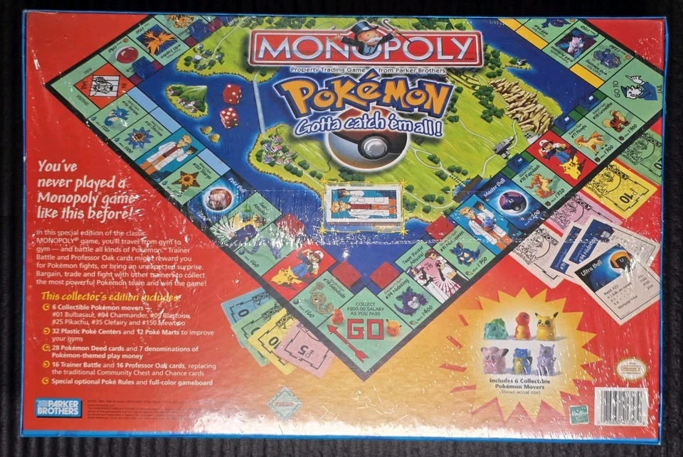 1999 HASBRO POKEMON COLLECTOR'S EDITION MONOPOLY BOARD GAME FACTORY SEALED NEW - Image 2 of 4