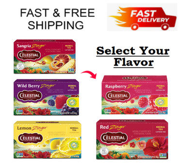 (20 Tea Bags)Celestial Seasonings Zinger Herbal Tea,(Select Flavor & Size)