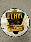 Vintage Petrol gas Pump ethyl Advertising Sign Garage Oil Automobilia Old enamel