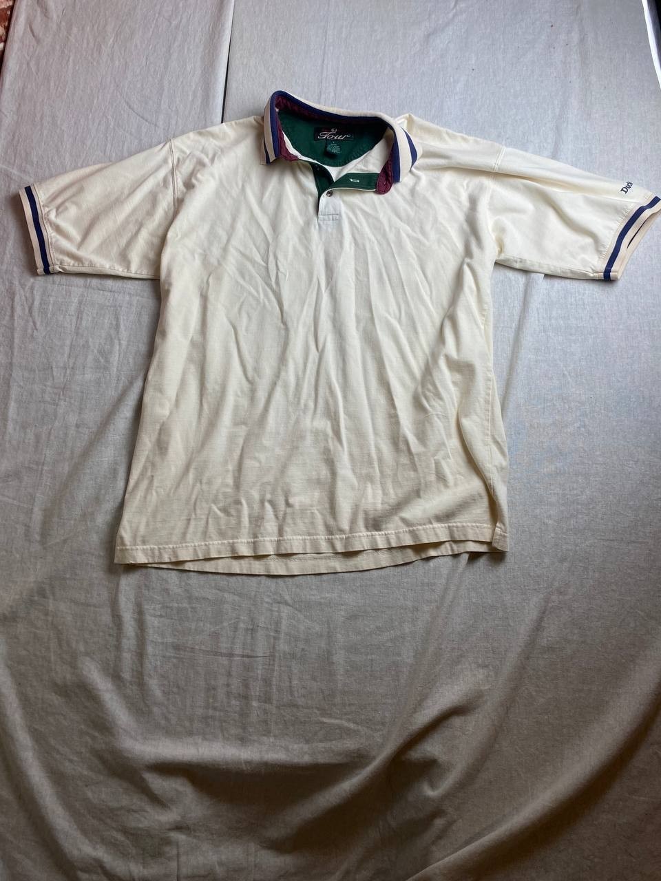 Vintage Duck Head Tour Golf Polo Shirt Mens Large Cream Short Sleeve Outdoor
