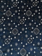 BANDANNA NAVY POLY COTTON FABRIC 58" WIDE FREE SHIPPING BY THE YARD