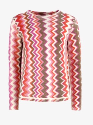 Grace Pullover M, Kaschmir, Wollpullover Damen, Chevron, Rosé, Multicolor, Neu,