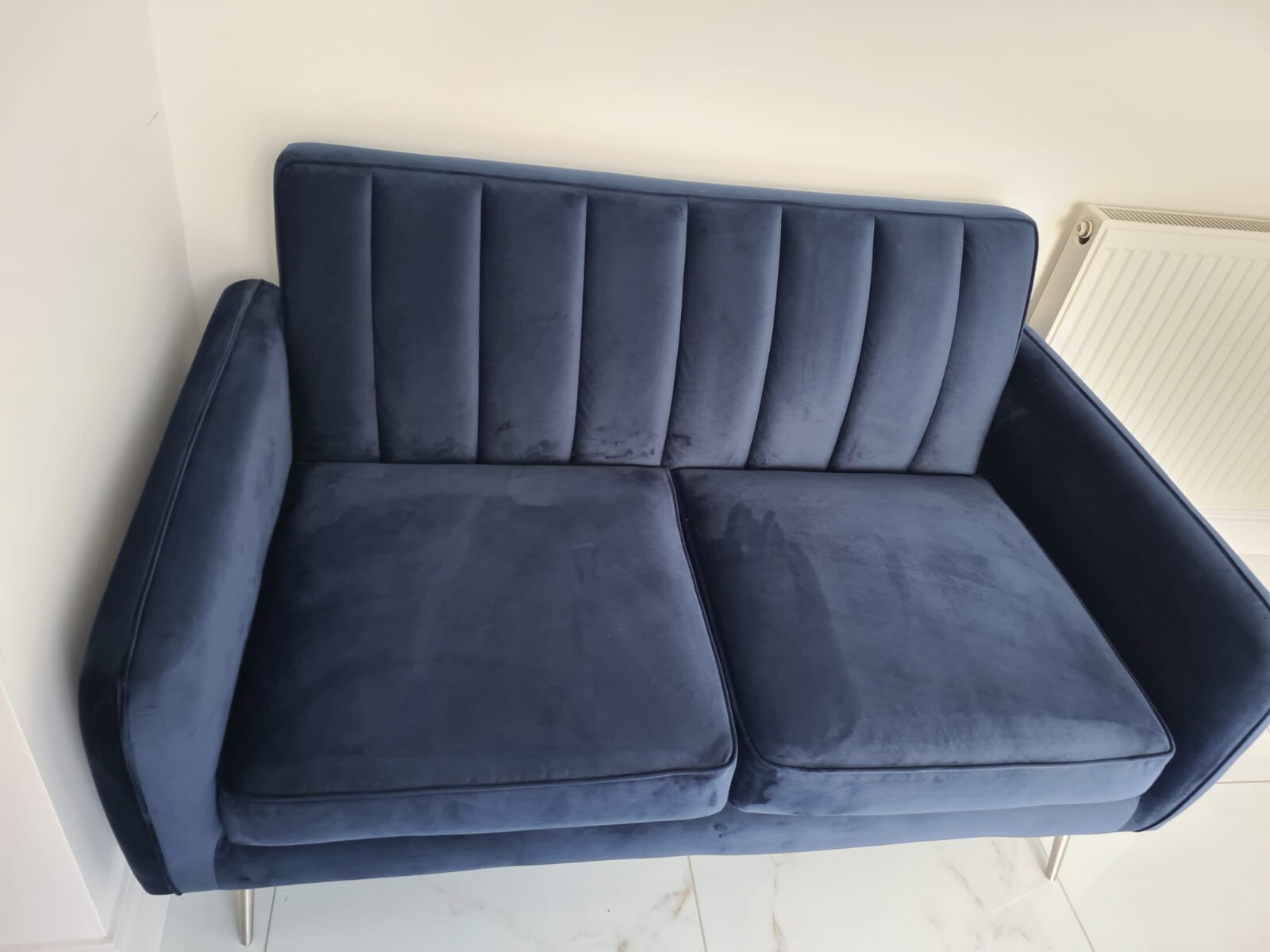 2 Seater Navy Blue Velvet Sofa eBay