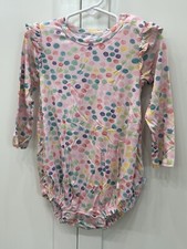 NWT Posh Peanut Pastel Pink Long Sleeved Ruffled Bubble Romper Size 2T