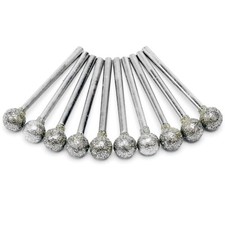 10Pcs 6-12mm Spherical Head Diamond Grinding Bits Ball Lapidary Tools for Dremel