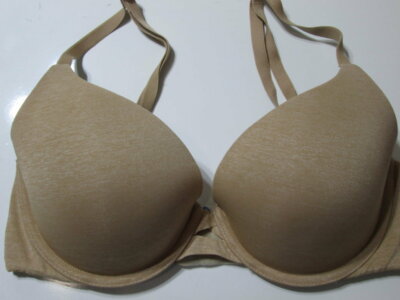 Victoria Secret Bra Size 32D Beige Underwired Push-Up Adjustable Straps Lingerie