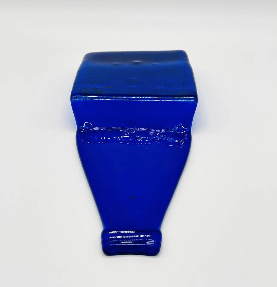 Cobalt Blue Art Glass Bottle Cheese or Serving Tray w Spoon Knife Napkin Rest - Image 4 of 4