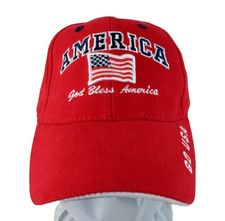 GOD BLESS AMERICA GO USA FLAG TODDLER ADJUSTABLE STRAPBACK BASEBALL HAT/CAP, RED