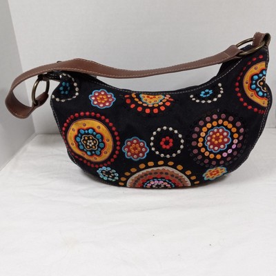 Relic cloth purse with embrodered flowers