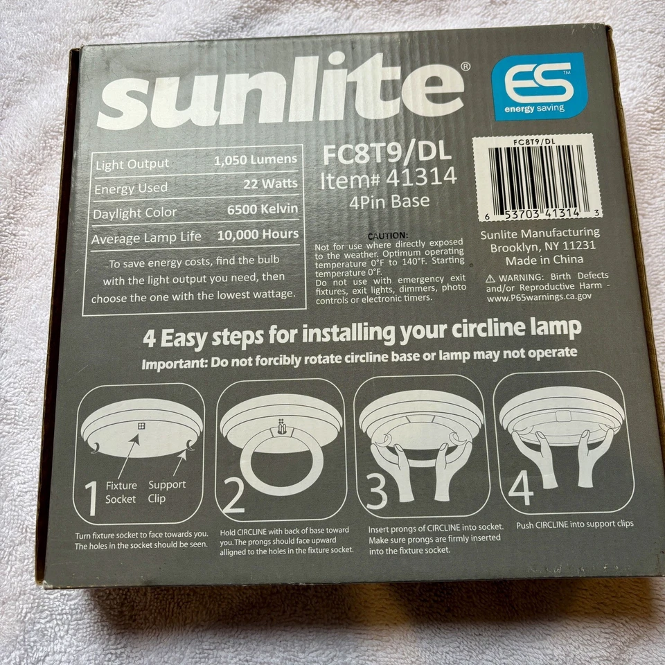 SUNLITE FC8T9/DL 22W 12 inch T9 Daylight Circline 4-Pin Light Bulb New In Box - Image 2 of 4