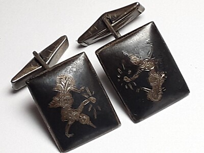 Vintage Sterling Silver Niello Dancer In Shield Locking