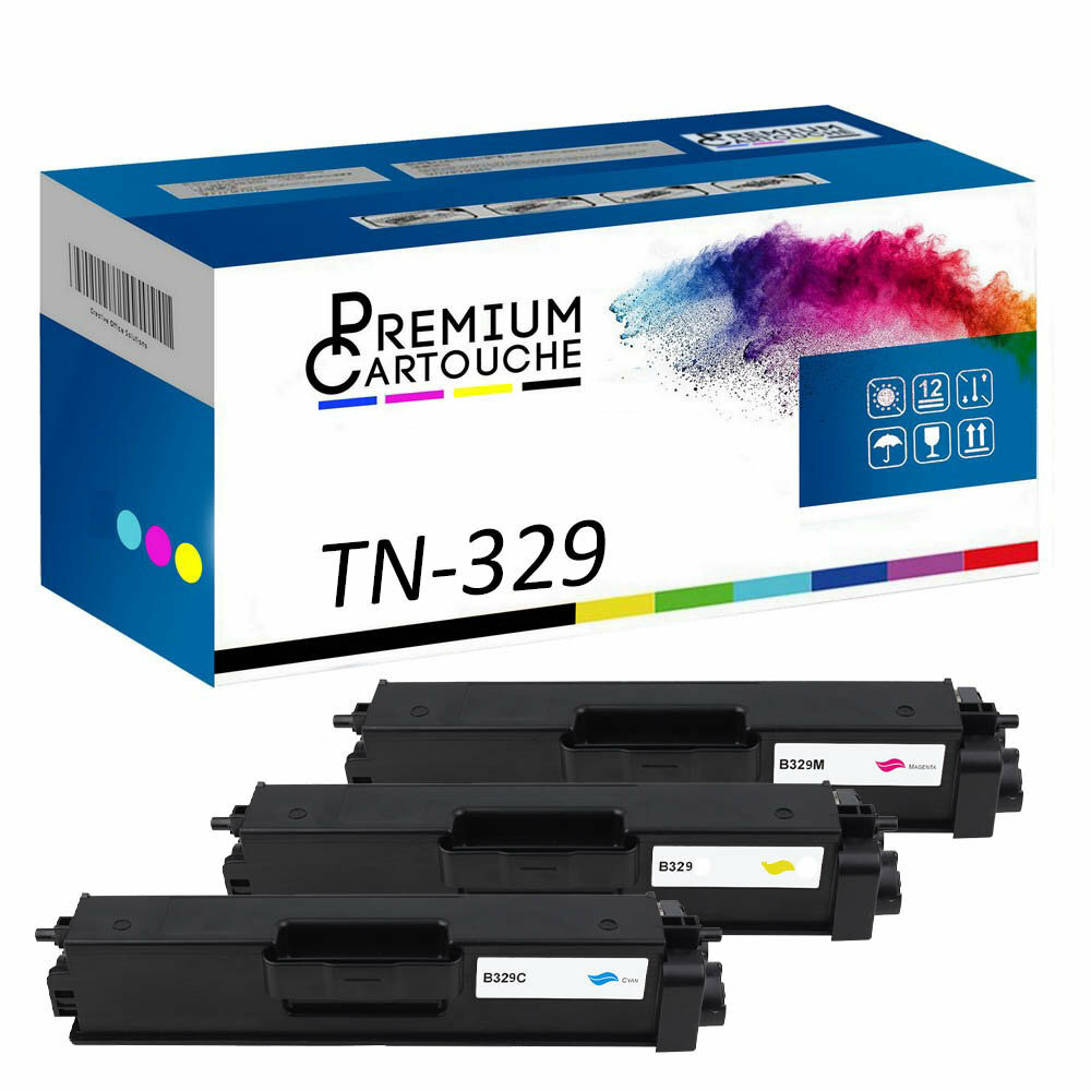 Toner TN-329C Cyan Évitez les Traces et Pannes Pack 3 Cartouches Compatibles Haute Capacité