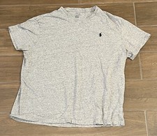 Polo Ralph Lauren V-Neck T-Shirt Adult Large Heather Light Gray Pony Logo