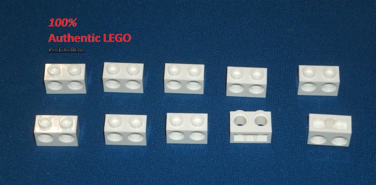 LEGO NEW 1x2 White Technic Brick 2 Holes (10x) 3200001 Brick 32000 