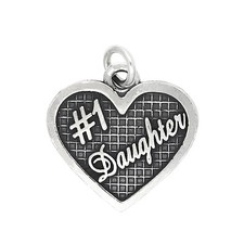 Sterling Silver Textured 1 Daughter Charm Pendant