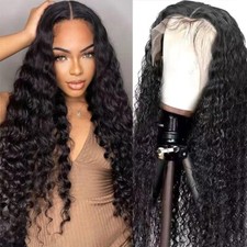 Deep Curly Pre-Plucked with Baby Hair Curly 13X4 Lace Frontal Human Hair Wig NIB