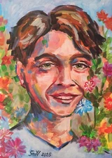 Original Art Joy Young Man Modern Portrait Impressionism Abstract Painting Smile