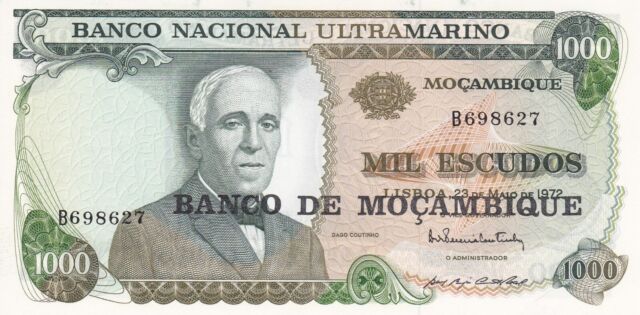 Banknote Mosambik 1000 Escudos 1972 (P115) kassenfrisch (UNC) NEU