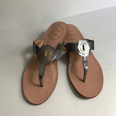 JACK ROGERS Sandals Womens Size Larissa THONG flat metallic