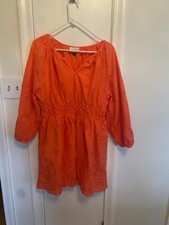 Universal Thread Eyelet Coral Fit Flare Mini Dress