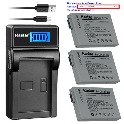 Kastar Battery LCD Charger for BP-208 BP-208DG & Canon Elura 100 FVM300 Camera