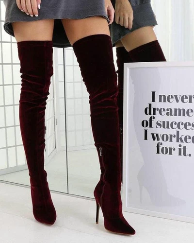 Womens Over The Knee Boots Suede Stiletto High Heel Shoes Sexy Long Thigh Boots - Picture 2 of 17